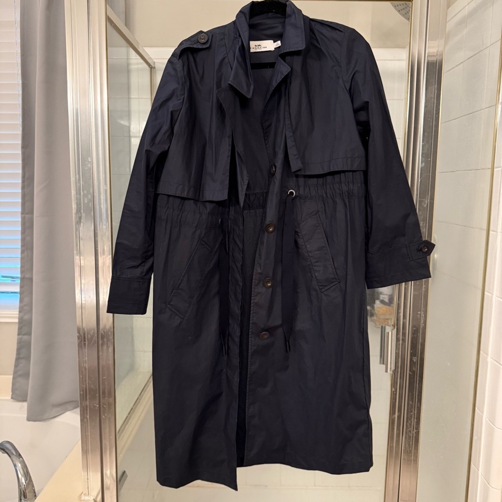 Coach Dark Blue Lightweight  Trench Coat